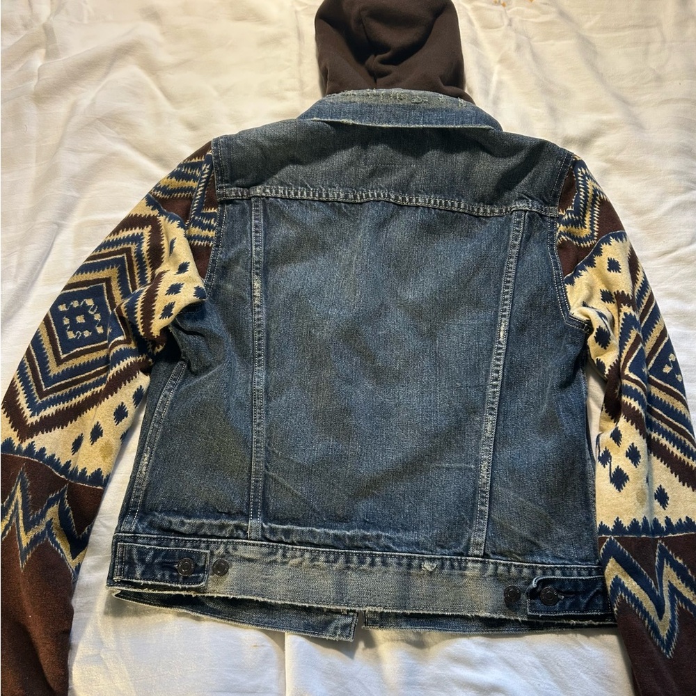 Ralph Lauren Blue Denim Jacket with cotton knitted Patterned Sleeves! - Picture 3 of 3